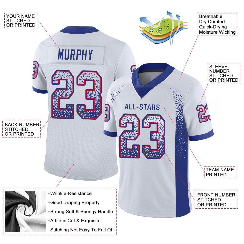 Custom Football Jersey - White Royal-Red Drift Fashion