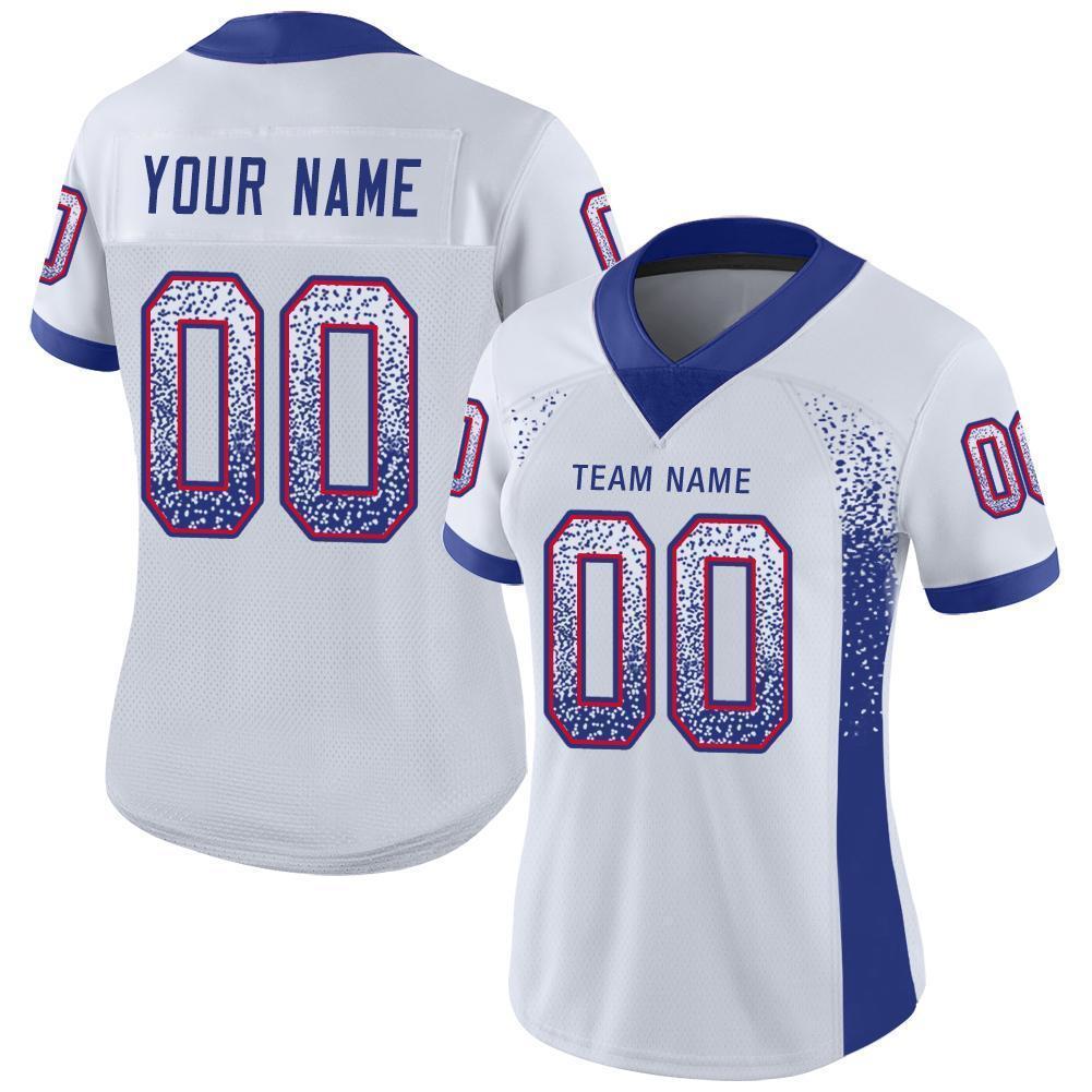 Custom Football Jersey - White Royal-Red Drift Fashion