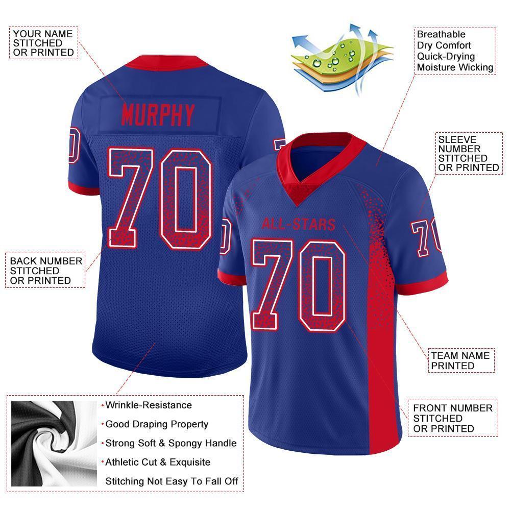 Custom Football Jersey - Royal Red-White Drift Fashion