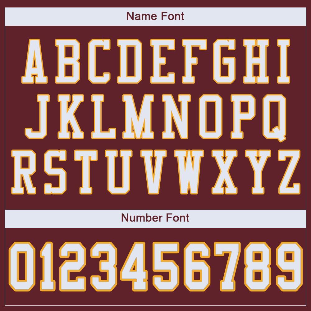 Custom Football Jersey - Burgundy White-Gold Mesh