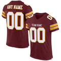 Custom Football Jersey - Burgundy White-Gold Mesh