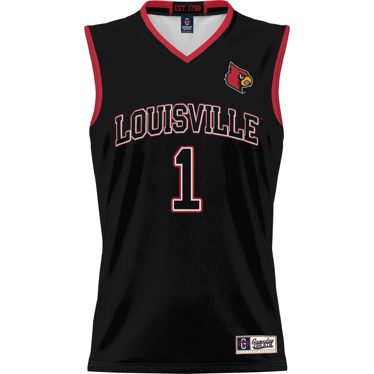 #1 Black Louisville Cardinals Lightweight Basketball Jersey