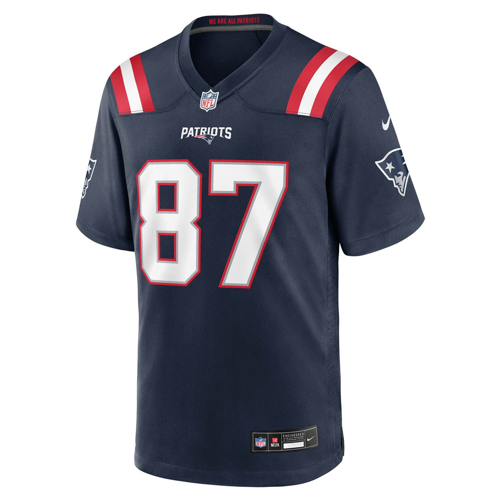 New England Patriots Romeo Doubs Navy Game Football Jersey