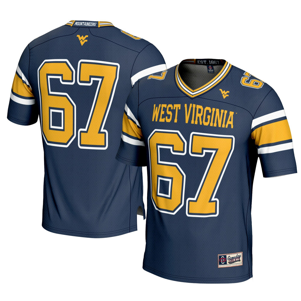 #1 Navy West Virginia Mountaineers Football Jersey