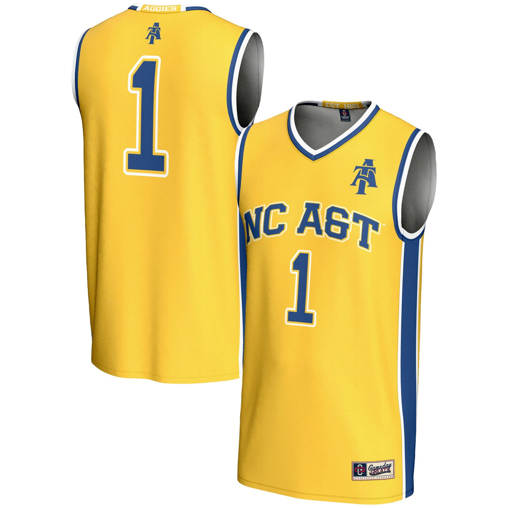 #1 North Carolina A&T Aggies Lightweight Basketball Jersey - Gold