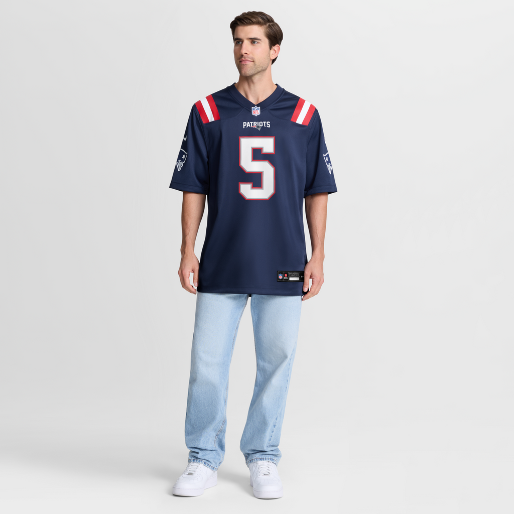 New England Patriots Dre'Mont Jones Navy Team Game Football Jersey