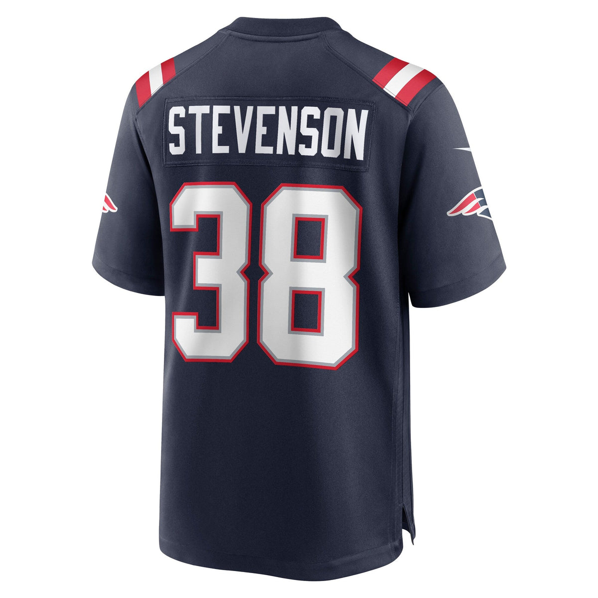 New England Patriots Rhamondre Stevenson Navy Game Football Jersey