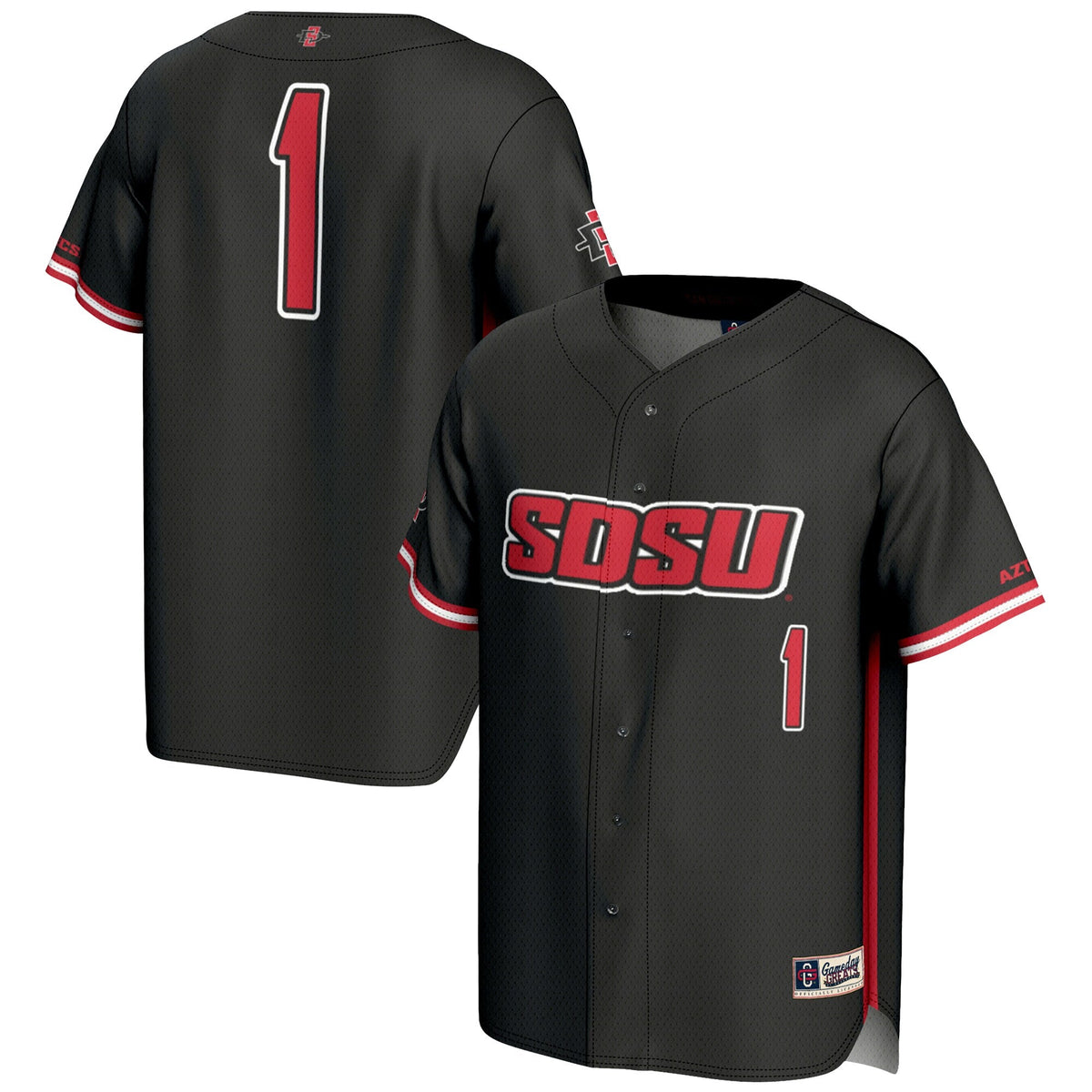 #1 San Diego State Aztecs Lightweight Baseball Fashion Jersey - Black