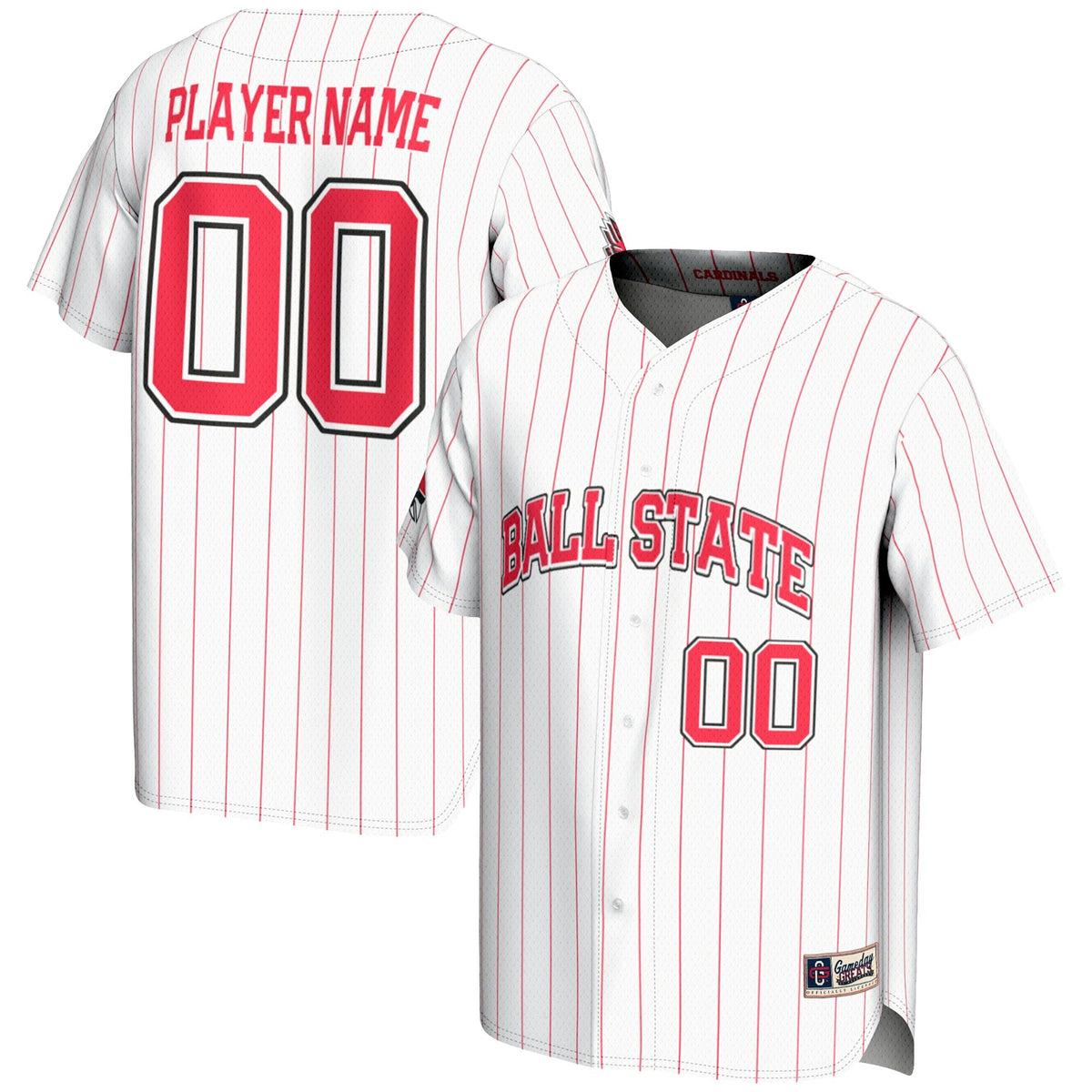 Ball State Cardinals NIL Pick-A-Player Lightweight Baseball Jersey - White