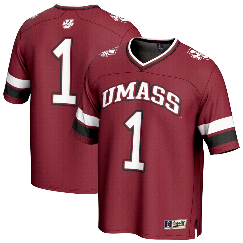#1 UMass Minutemen Lightweight Collegiate Football Fashion Jersey - Maroon