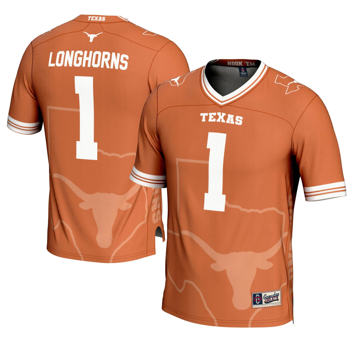 #1 Texas Orange Texas Longhorns Icon Print Football Fashion Jersey