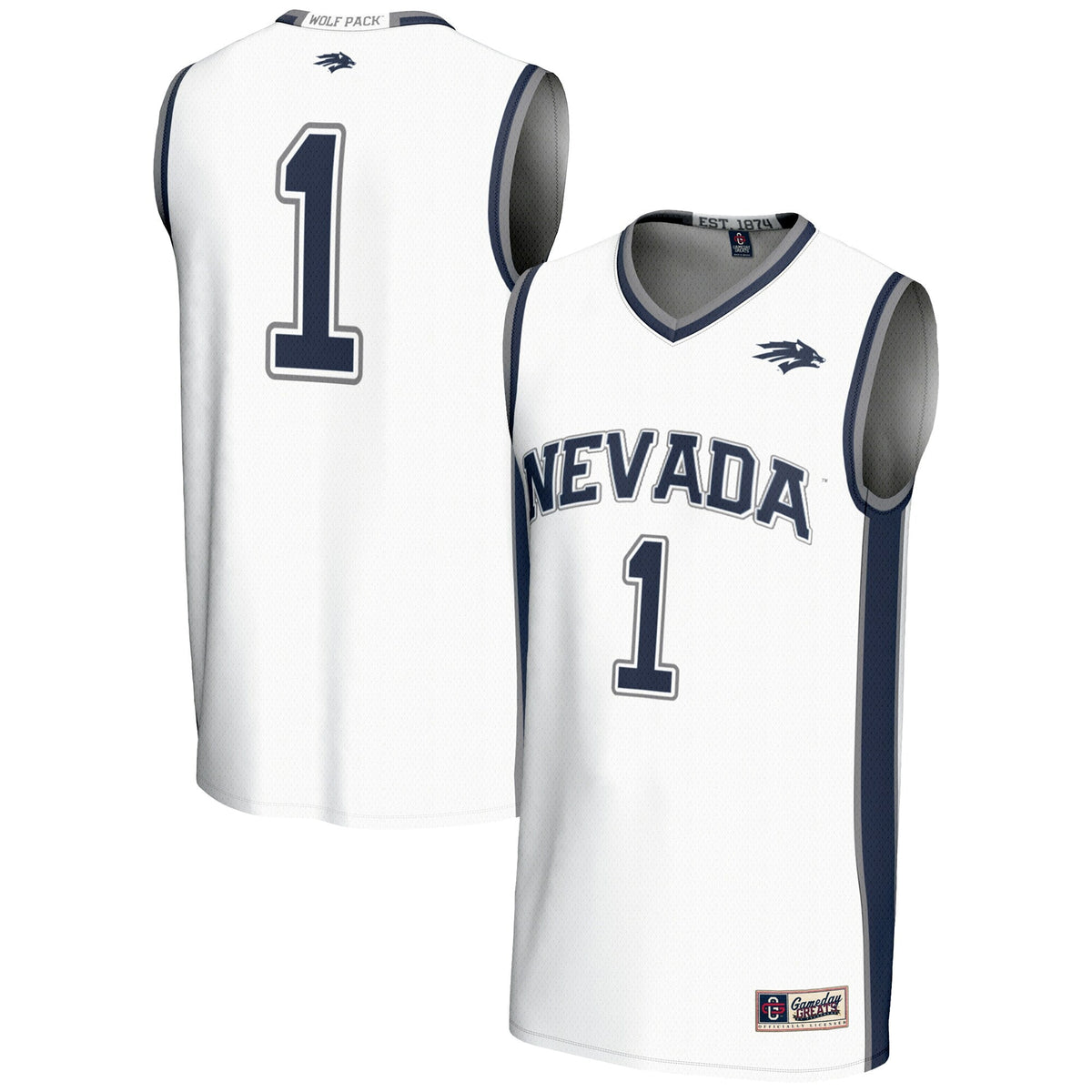 #1 Nevada Wolf Pack Lightweight Basketball Jersey - White