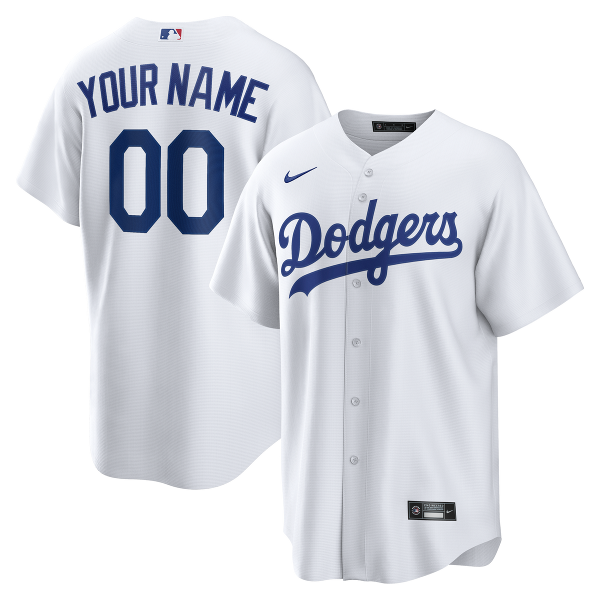 Los Angeles Dodgers White Home Replica Custom Baseball Jersey