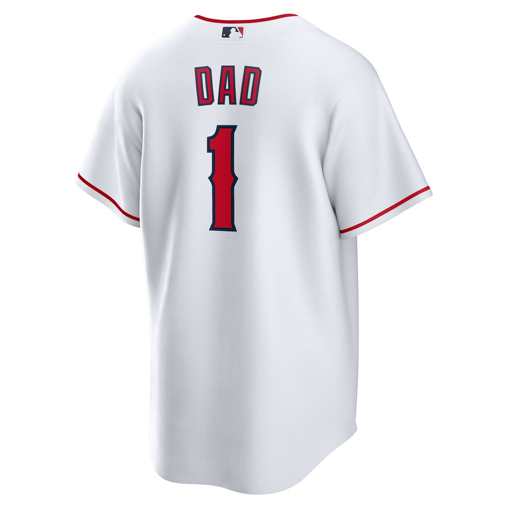 Los Angeles Angels White #1 Dad Home Replica Baseball Jersey