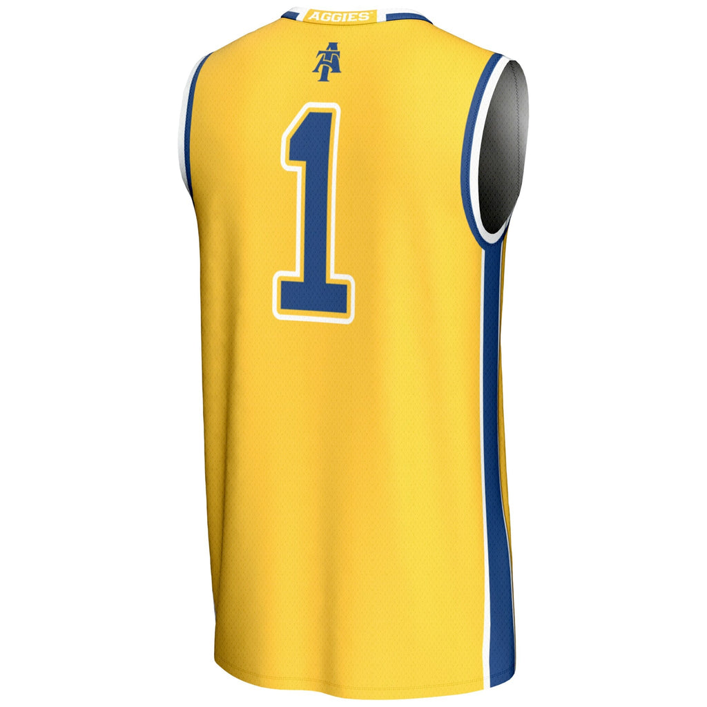 #1 North Carolina A&T Aggies Lightweight Basketball Jersey - Gold