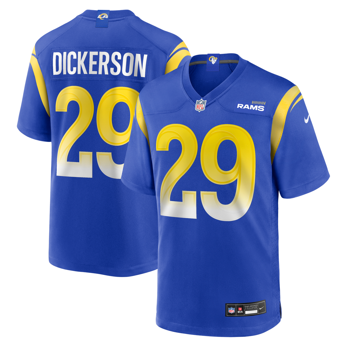 Los Angeles Rams Eric Dickerson Royal Game Retired Player Football Jersey