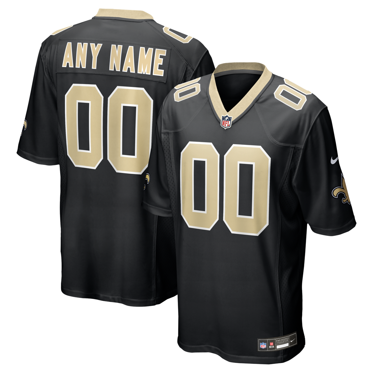 New Orleans Saints Black Custom Game Football Jersey