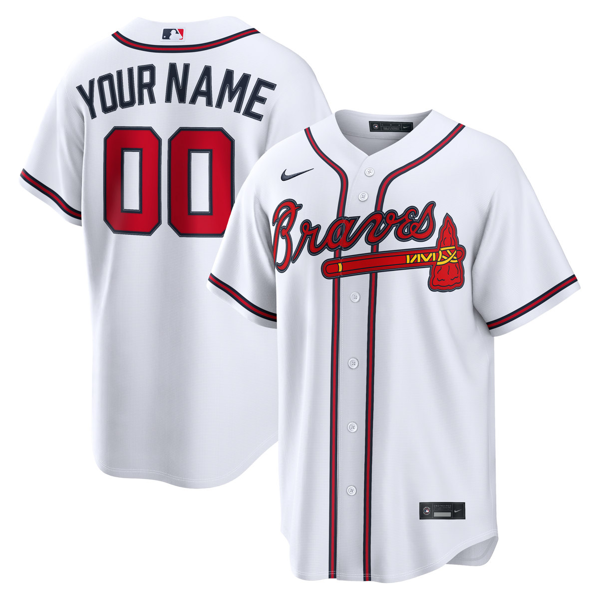Atlanta Braves White Home Replica Custom Baseball Jersey