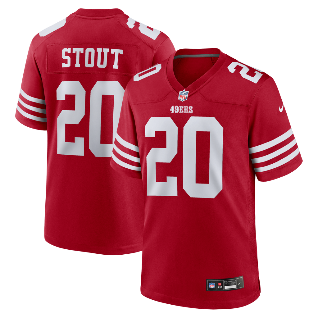 San Francisco 49ers Upton Stout Scarlet Team Game Football Jersey