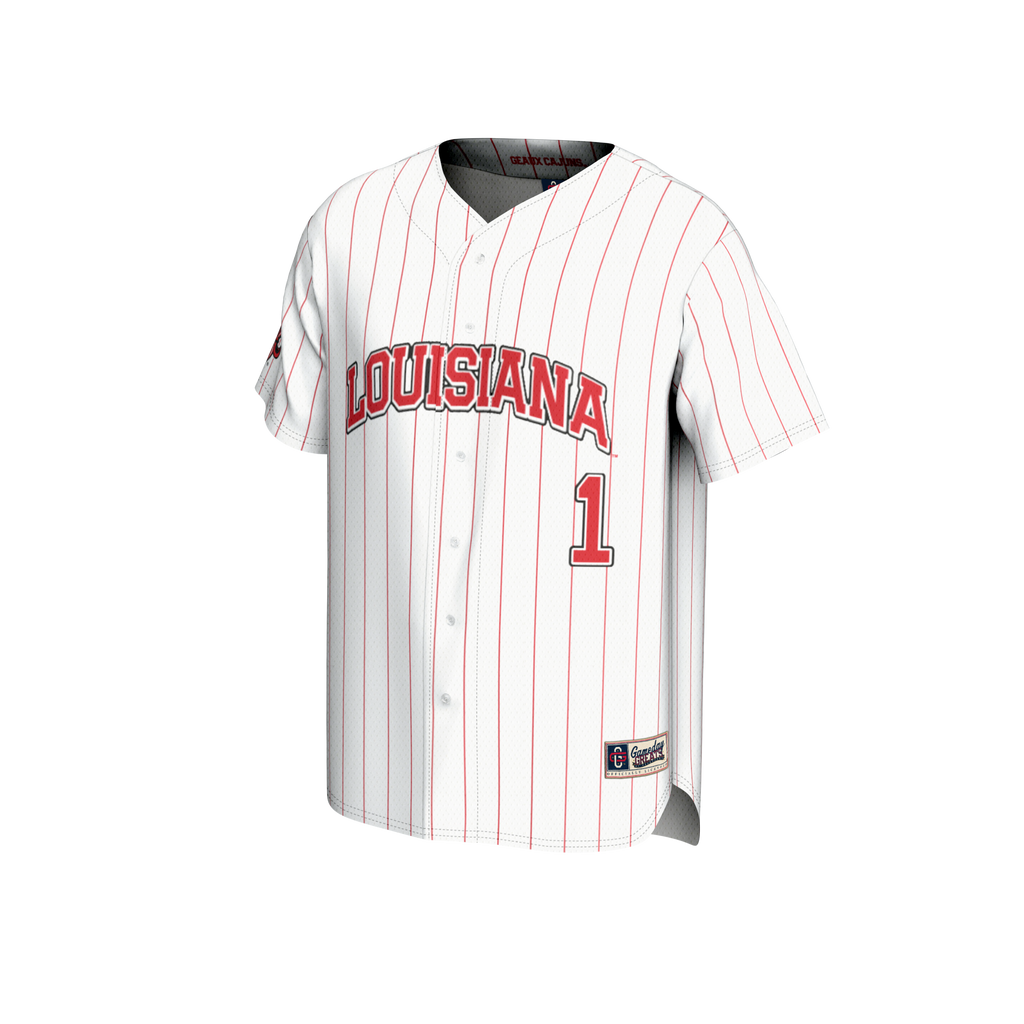 White #1 Louisiana Ragin' Cajuns Lightweight Baseball Fashion Jersey