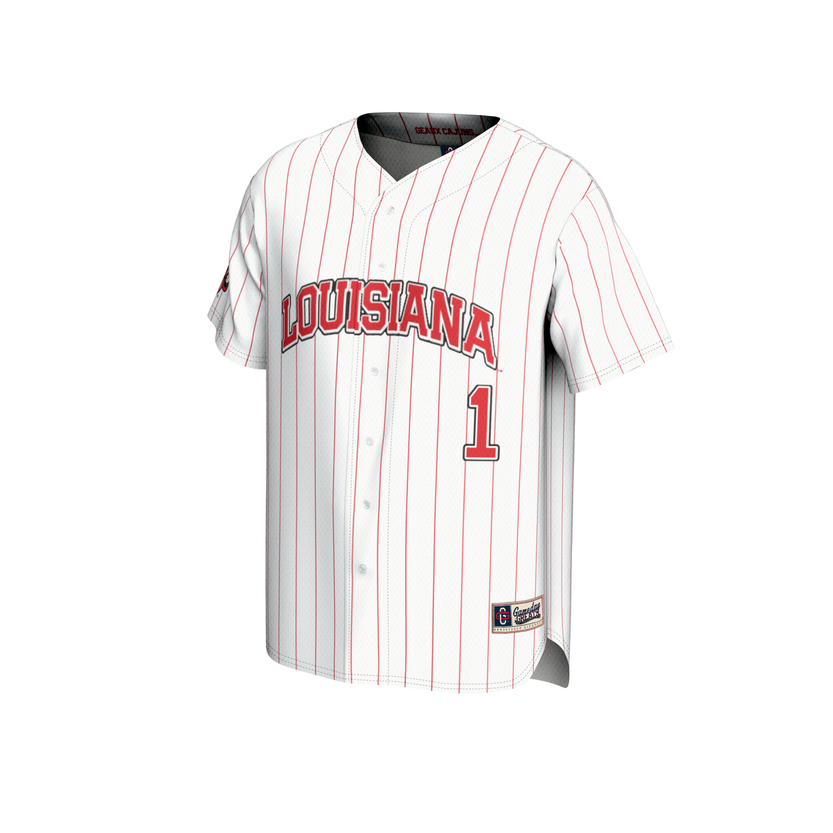 White #1 Louisiana Ragin' Cajuns Lightweight Baseball Fashion Jersey