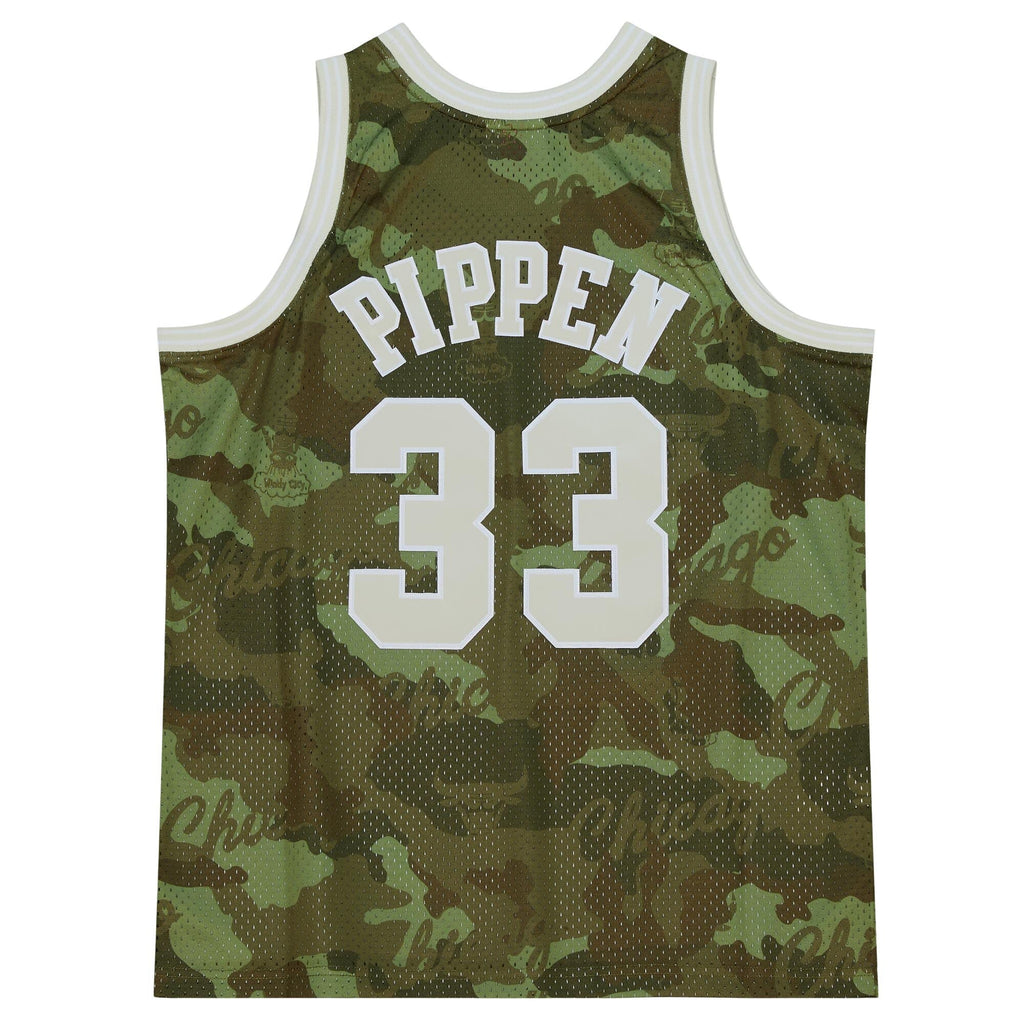 Chicago Bulls NBA Scottie Pippen 1997 Ghost Green Camo Swingman Jersey