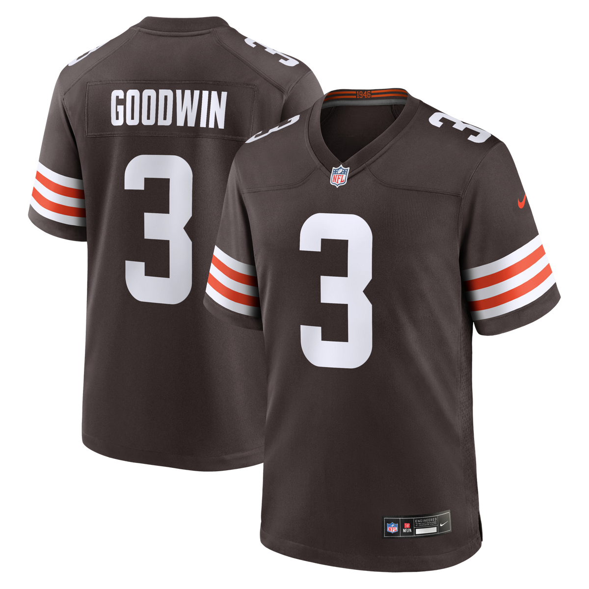 Cleveland Browns Marquise Goodwin Brown Team Game Football Jersey