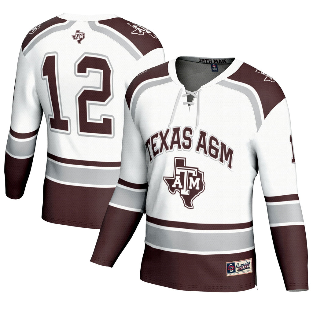 #12 Texas A&M Aggies Hockey Fashion Jersey – White