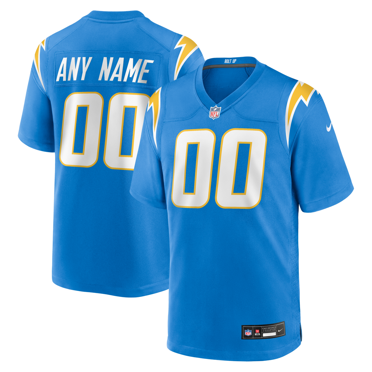 Los Angeles Chargers Powder Blue Custom Game Football Jersey