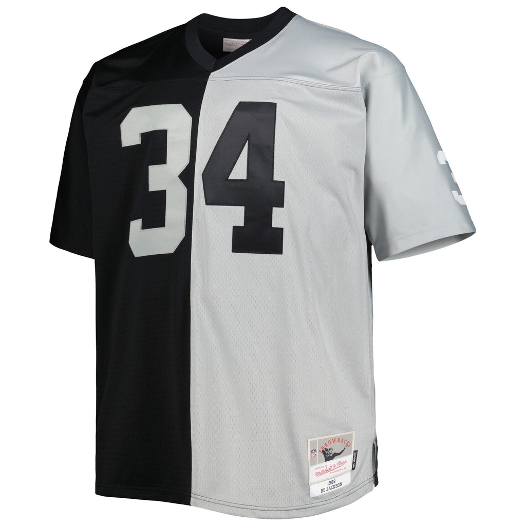 Las Vegas Raiders Bo Jackson Black/Silver Big & Tall Split Legacy Retired Player Replica Football Jersey