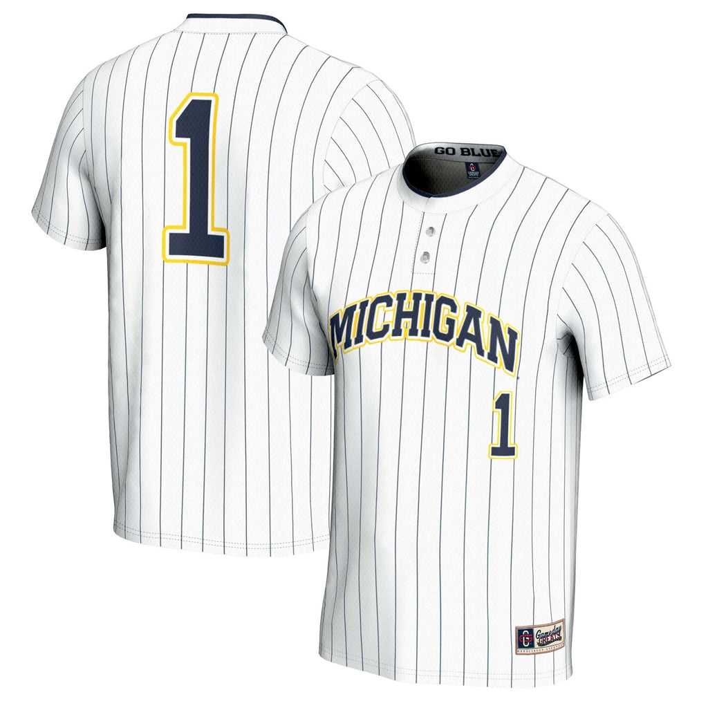 #1 Michigan Wolverines Lightweight Softball Jersey - White