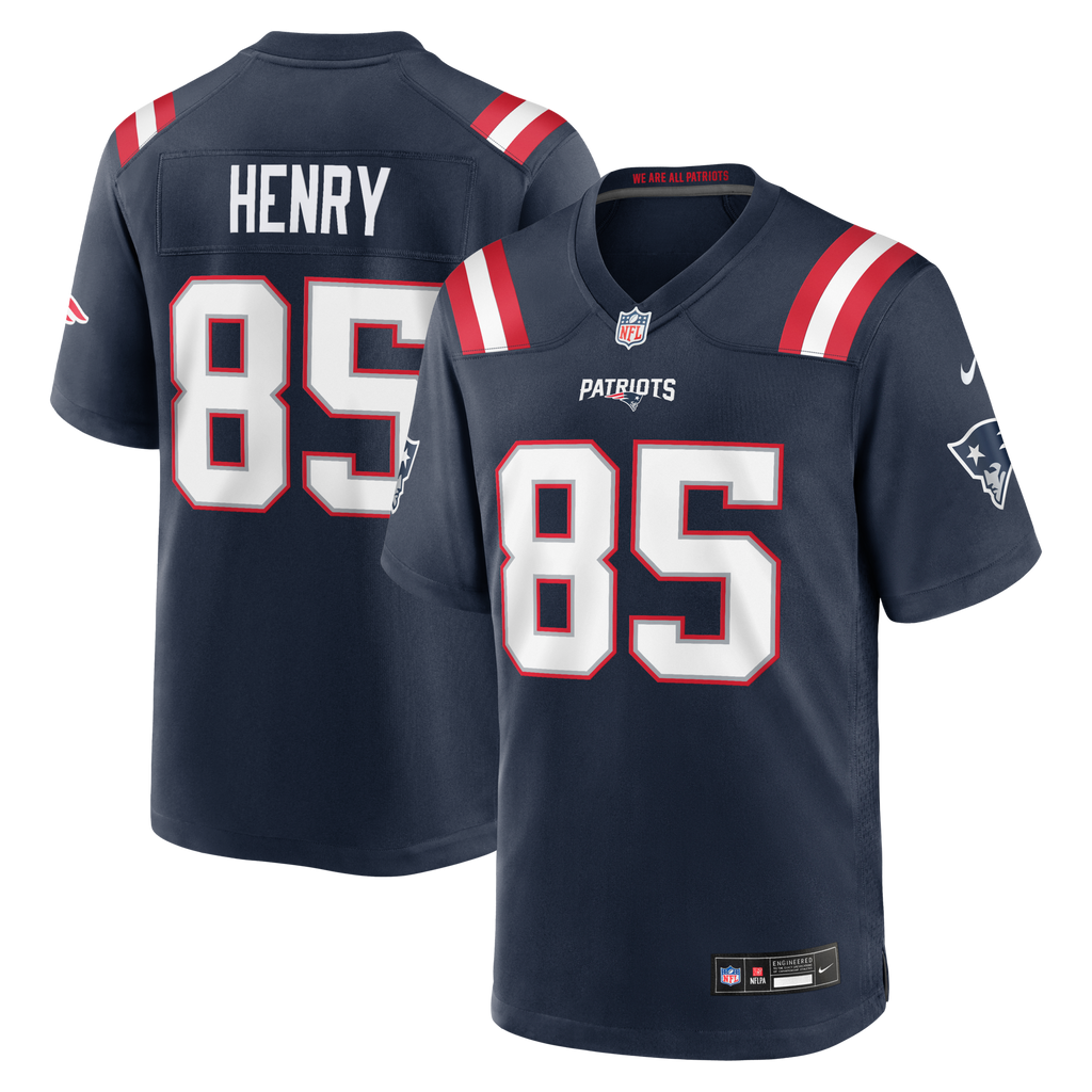 New England Patriots Hunter Henry Navy Team Game Football Jersey