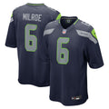 Seattle Seahawks Jalen Milroe College Navy 2025 NFL Draft Game Football Jersey