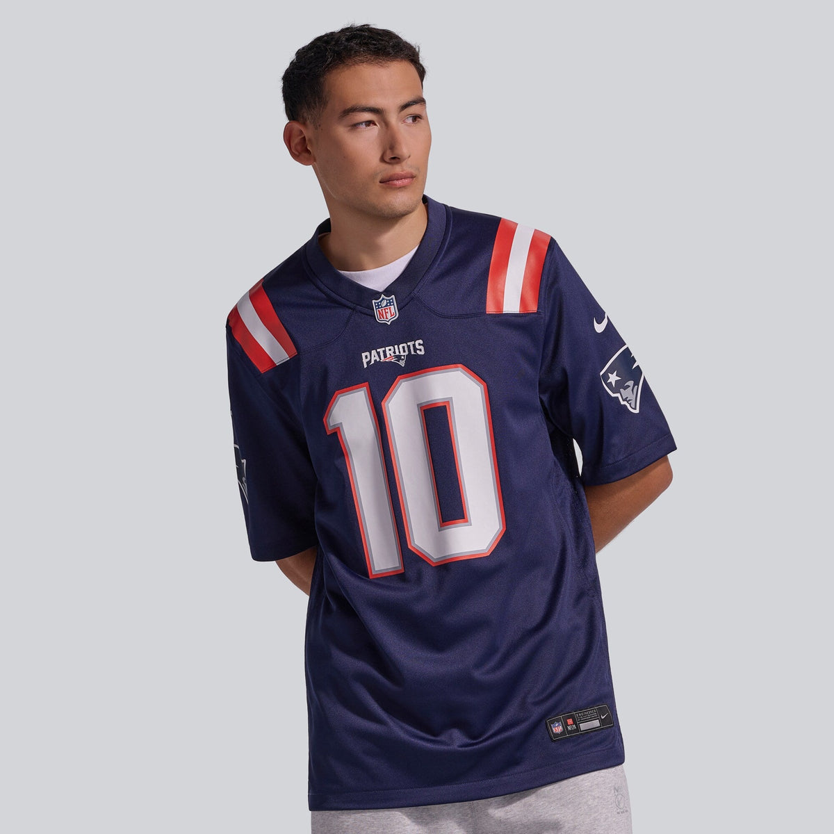 New England Patriots Drake Maye Navy Player Game Football Jersey