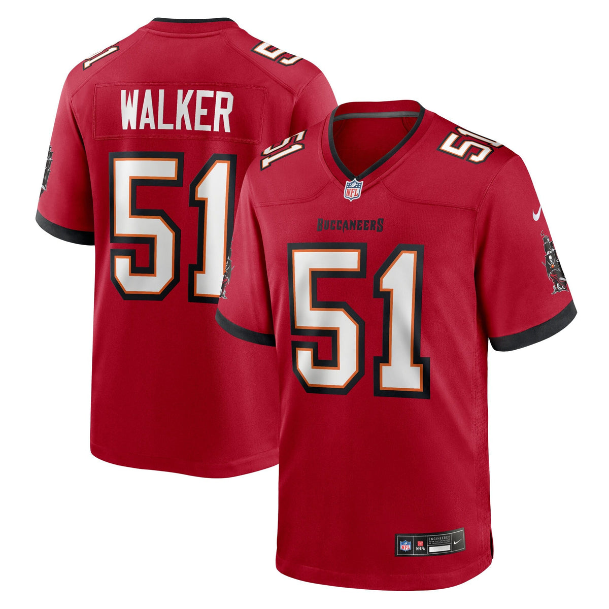 Tampa Bay Buccaneers David Walker Red Team Game Football Jersey