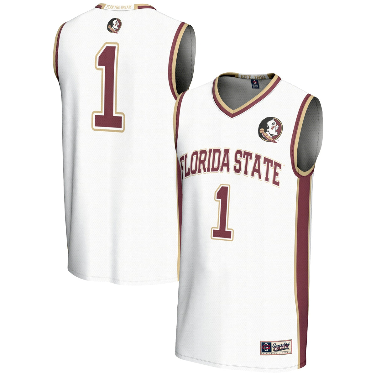 #1 Florida State Seminoles Lightweight Basketball Jersey - White
