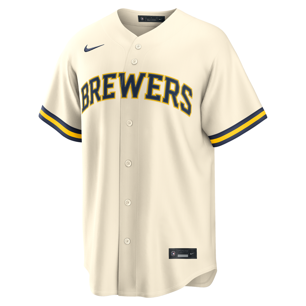 Milwaukee Brewers Cream Home Replica Custom Baseball Jersey