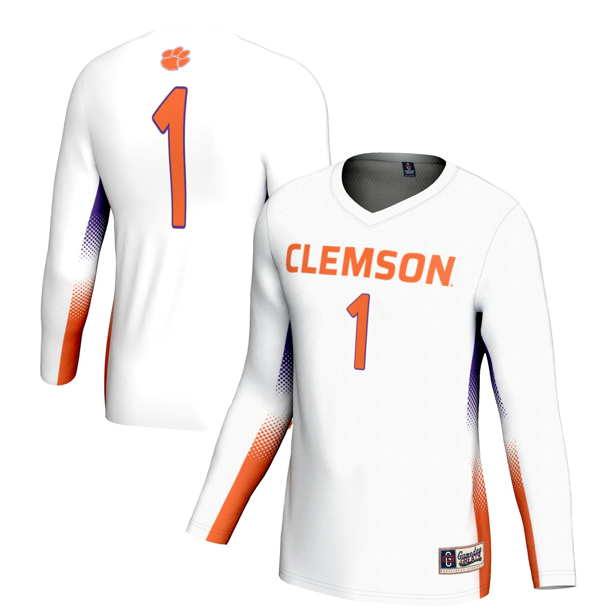 #1 Clemson Tigers Lightweight Volleyball Jersey - White