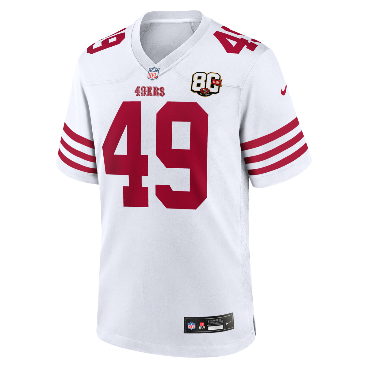 San Francisco 49ers The Faithful White 80th Anniversary Game Football Jersey