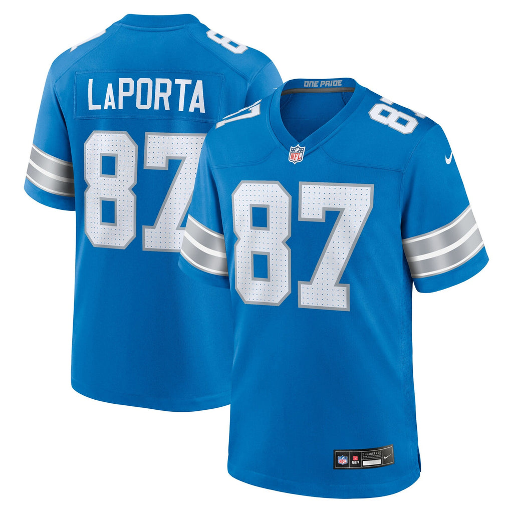 Detroit Lions Sam LaPorta Blue Game Football Jersey