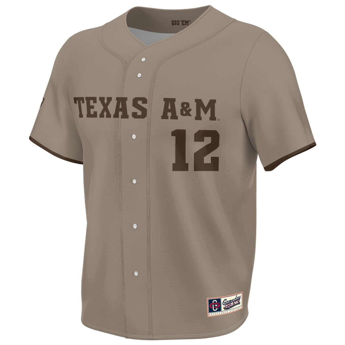 Texas A&M Aggies Corps of Cadet Lightweight Baseball Jersey - Khaki