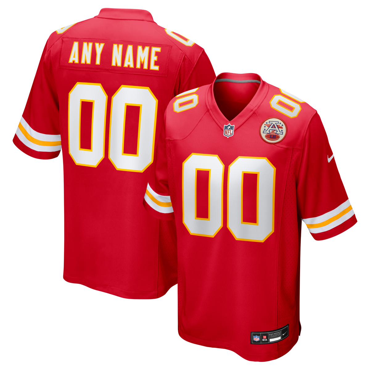 Kansas City Chiefs Red Custom Game Football Jersey