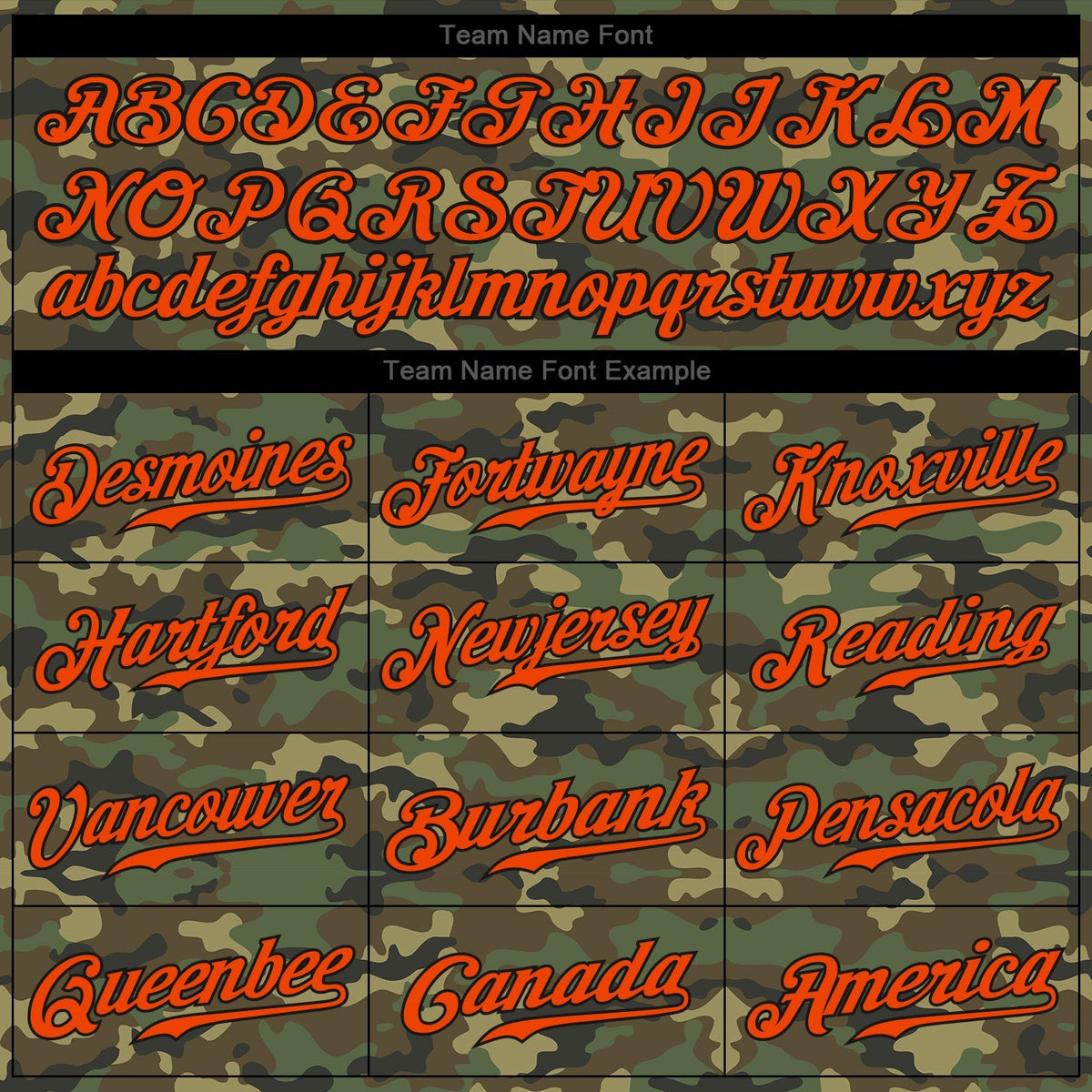 Custom Baseball Jersey - Camo Orange-Black Salute To Service