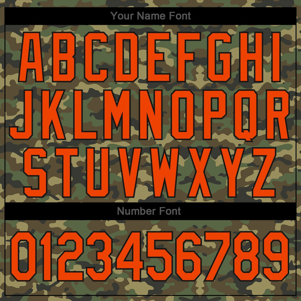 Custom Baseball Jersey - Camo Orange-Black Salute To Service