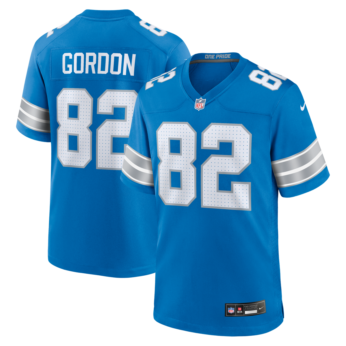 Detroit Lions Thomas Gordon Blue Team Game Football Jersey