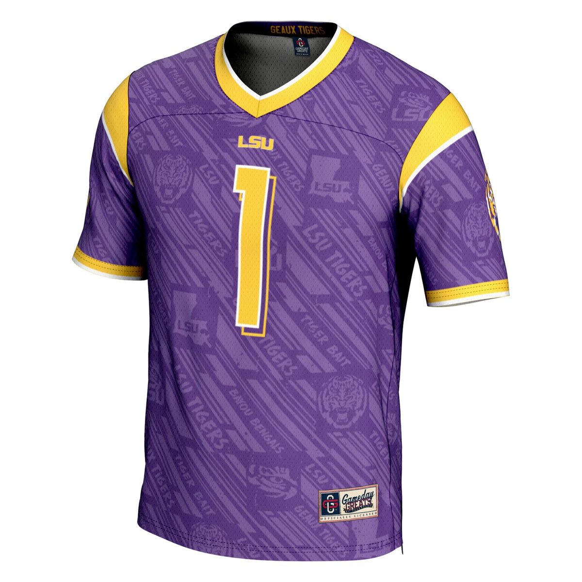 LSU Tigers #1 Purple Highlight Print Football Fashion Jersey