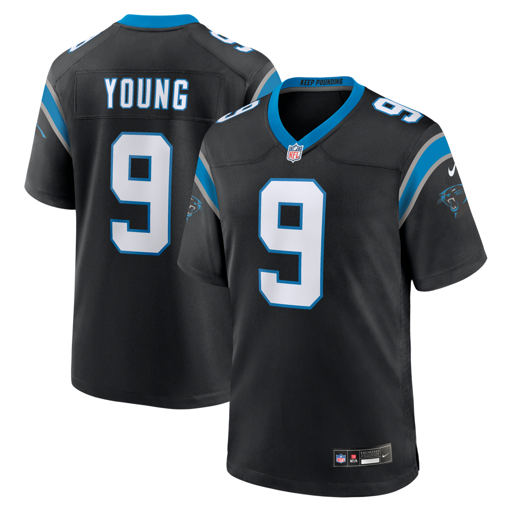 Carolina Panthers Bryce Young Black Team Game Football Jersey
