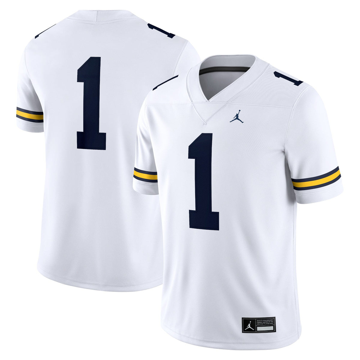 #1 White Michigan Wolverines Game Jersey