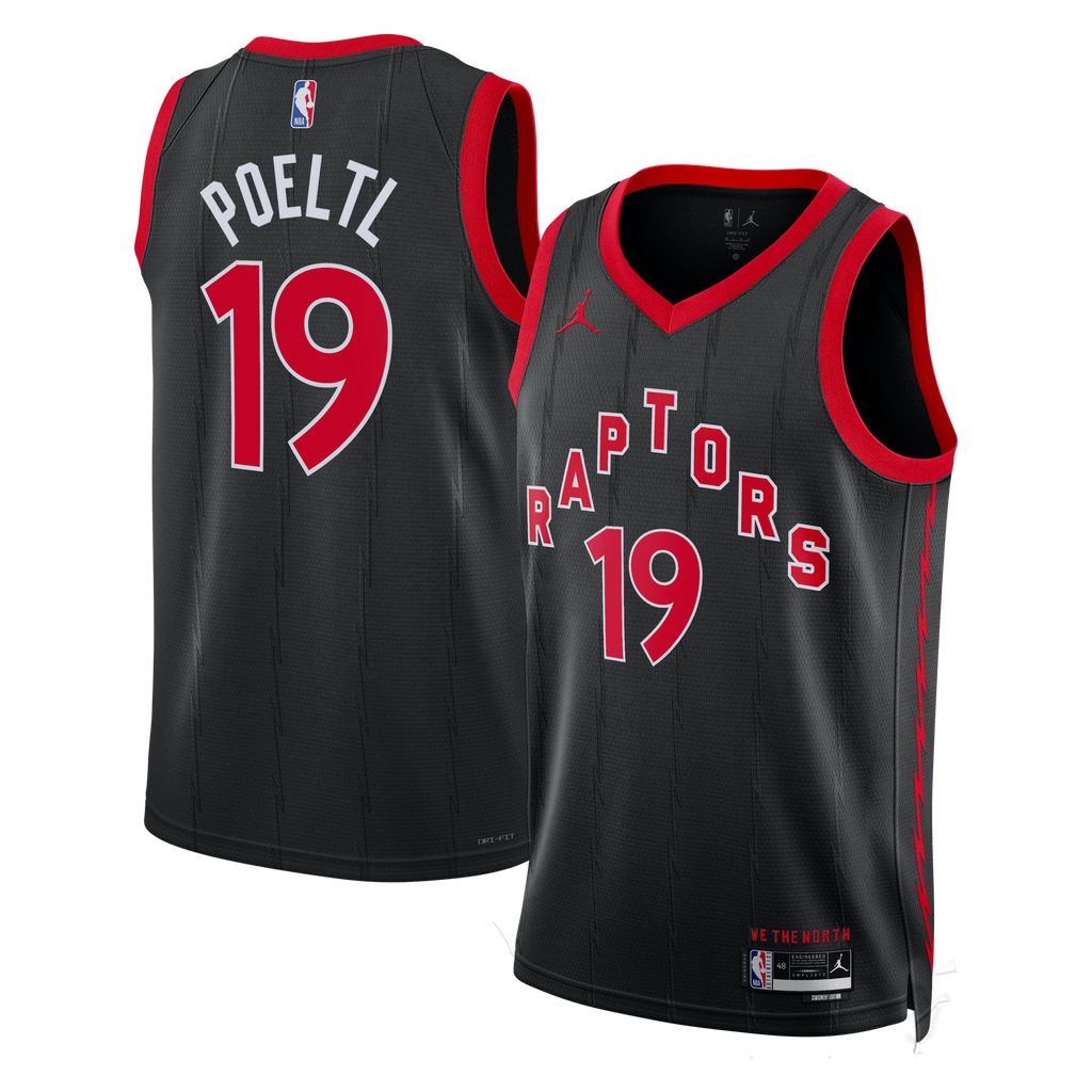 Toronto Raptors Statement Edition Swingman Jersey - Black - Jakob Poeltl