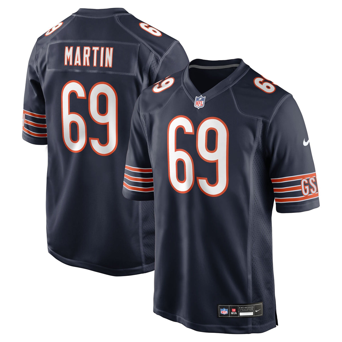 Chicago Bears Jeremiah Martin Navy Team Game Football Jersey